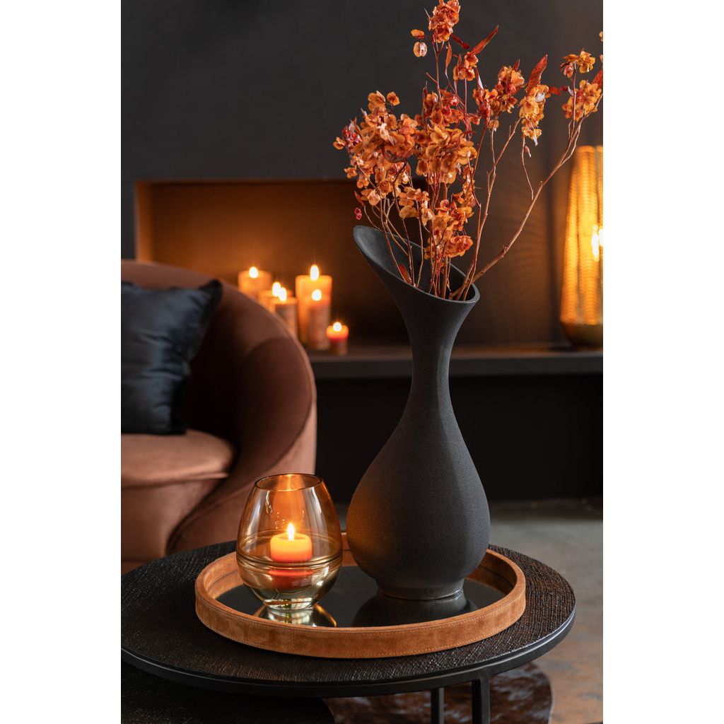 Miroir Cognac Petit Cuir Rond - Designix