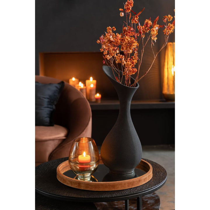 Miroir Cognac Petit Cuir Rond - Designix