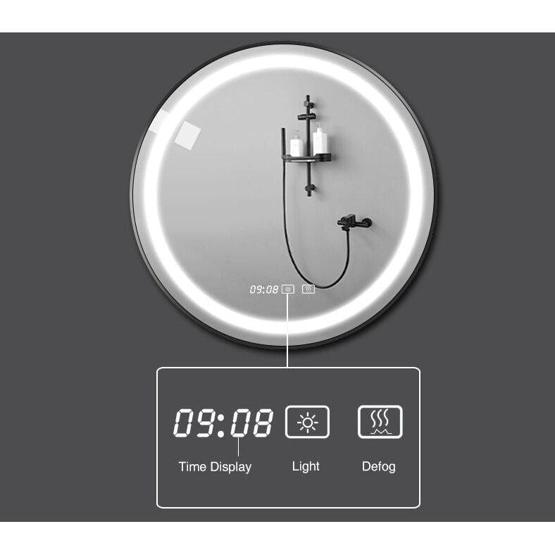 Miroir Connecté Salle de Bain | Sérénité - Designix Miroir Noir | Horloge 40cm