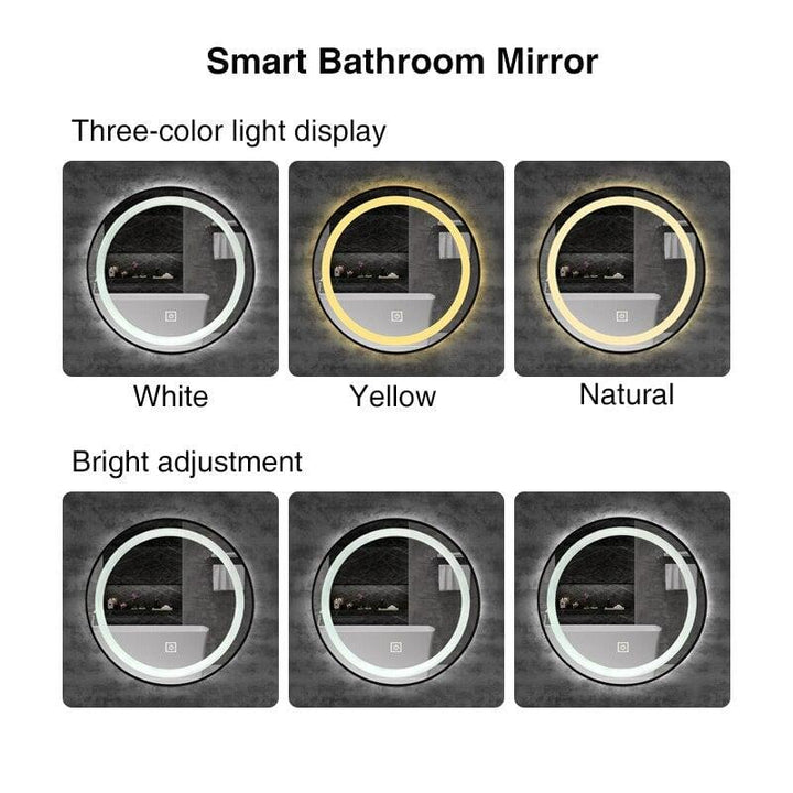 Miroir Connecté Salle de Bain | Sérénité - Designix Miroir Or | Horloge | Bluetooth 40cm