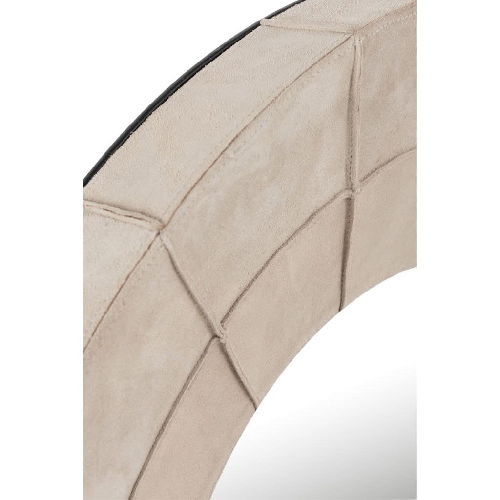 Miroir Cuir Beige Rond