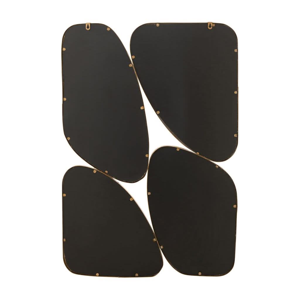 Miroir Doré Fer Verre 4 Pièces