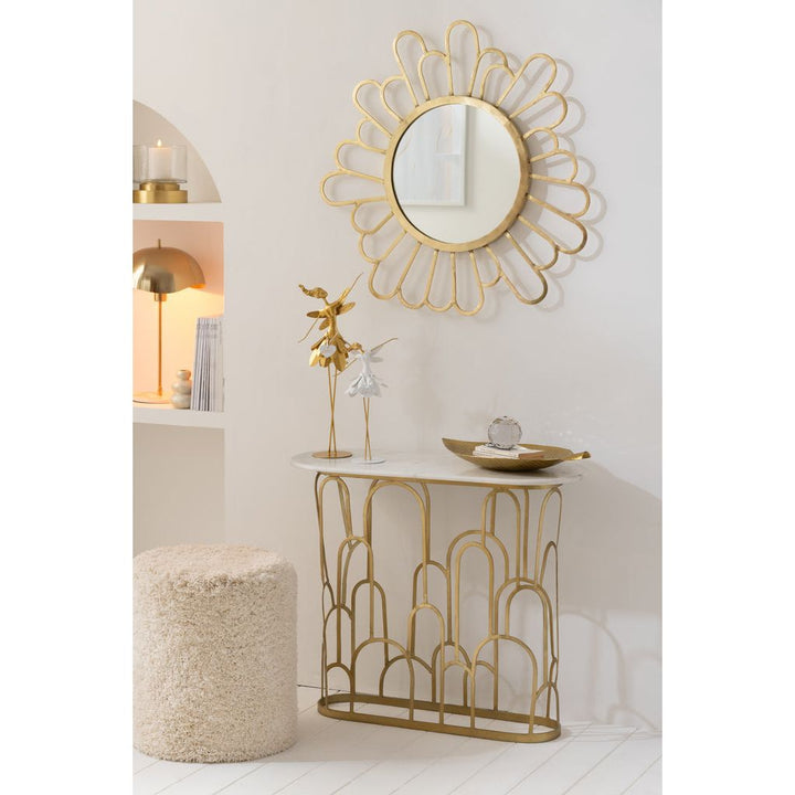 Miroir Fleur Métal Or - Designix