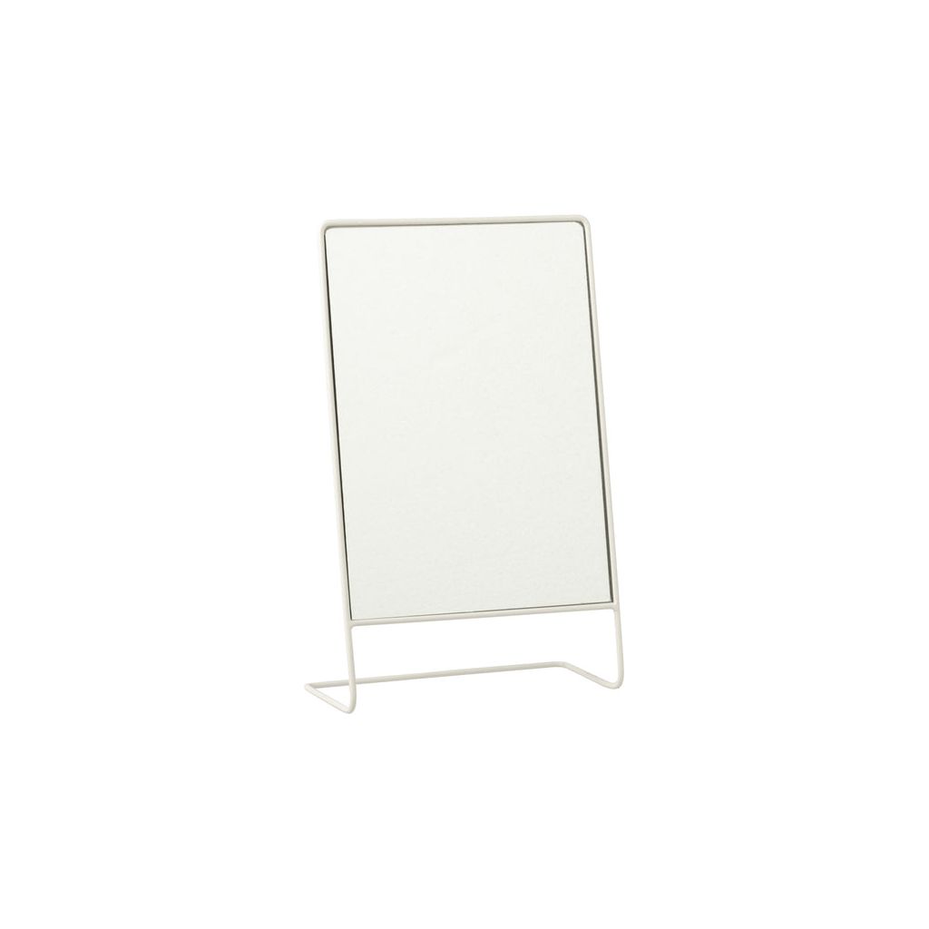 Miroir Pied Verre Métal Blanc - Designix