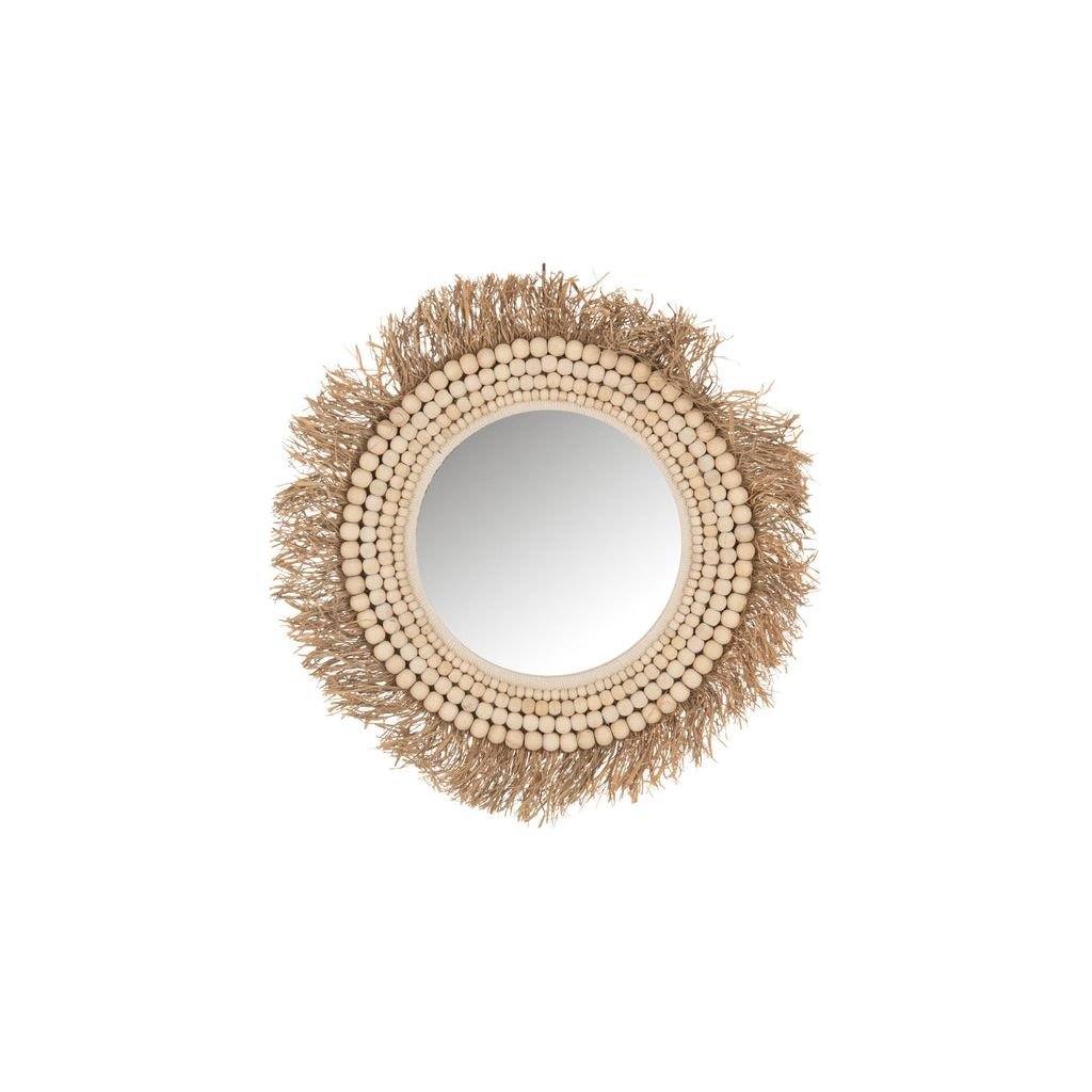 Miroir Rond Naturel Avec Perles - Designix