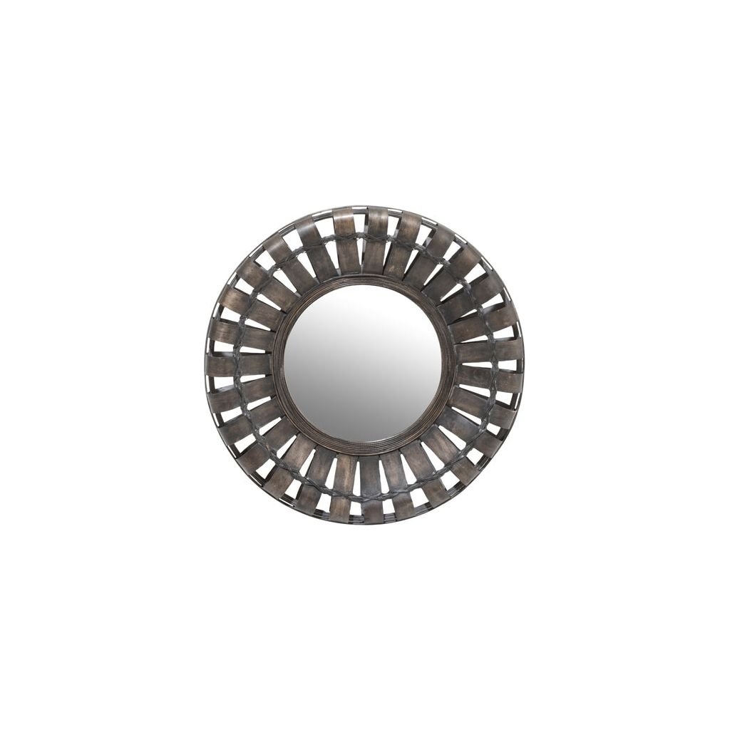 Miroir Rond Petit Bois Marron Foncé - Designix