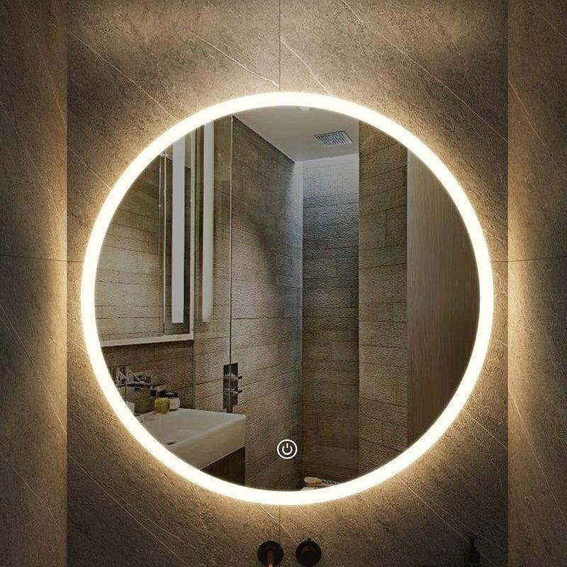 Miroir Rond Salle de Bain | Azuré - Designix Miroir 3 Couleurs | Désembuage | Horloge 40cm