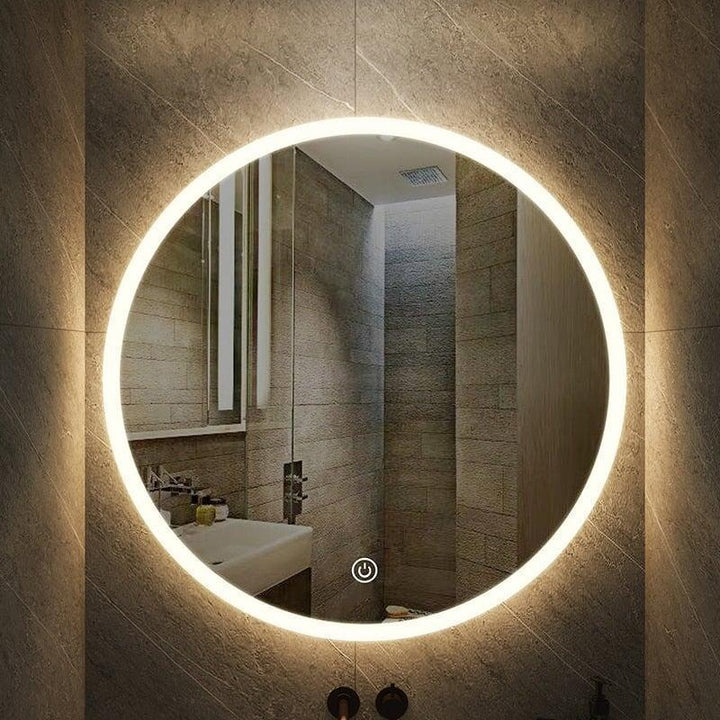 Miroir Rond Salle de Bain | Azuré - Designix Miroir 3 Couleurs | Désembuage | Horloge 40cm