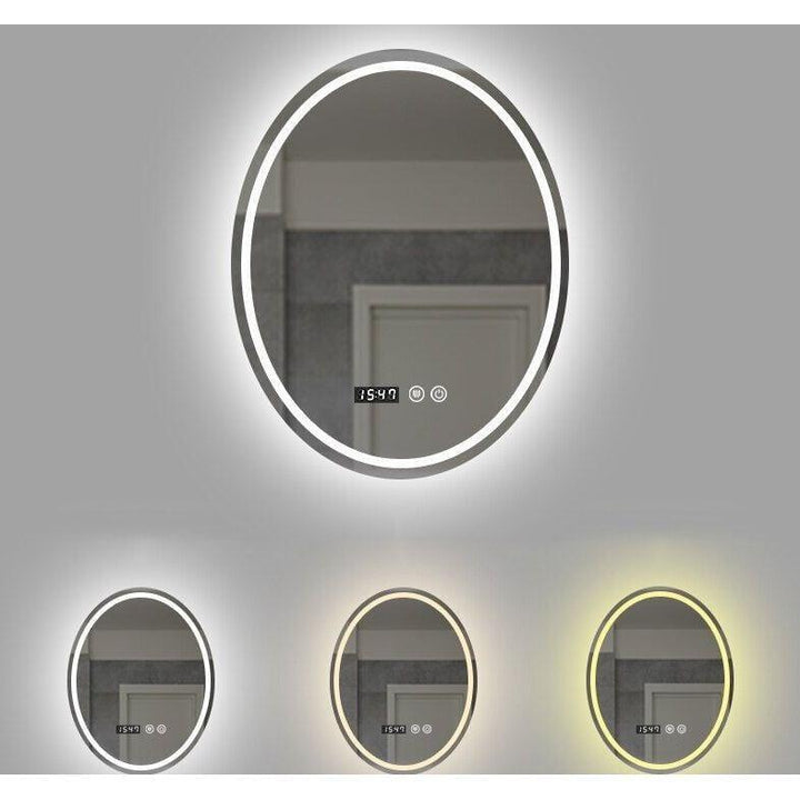 Miroir Salle de Bain LED Tactile Ovale | Reflet Précieux | Designix - Miroir Désembuage | Horloge - https://designix.fr/