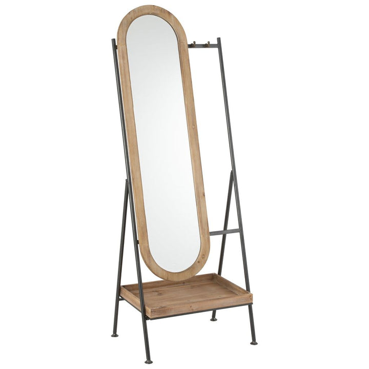 Miroir Sur Pied Avec Étagère Bois Métal - Designix