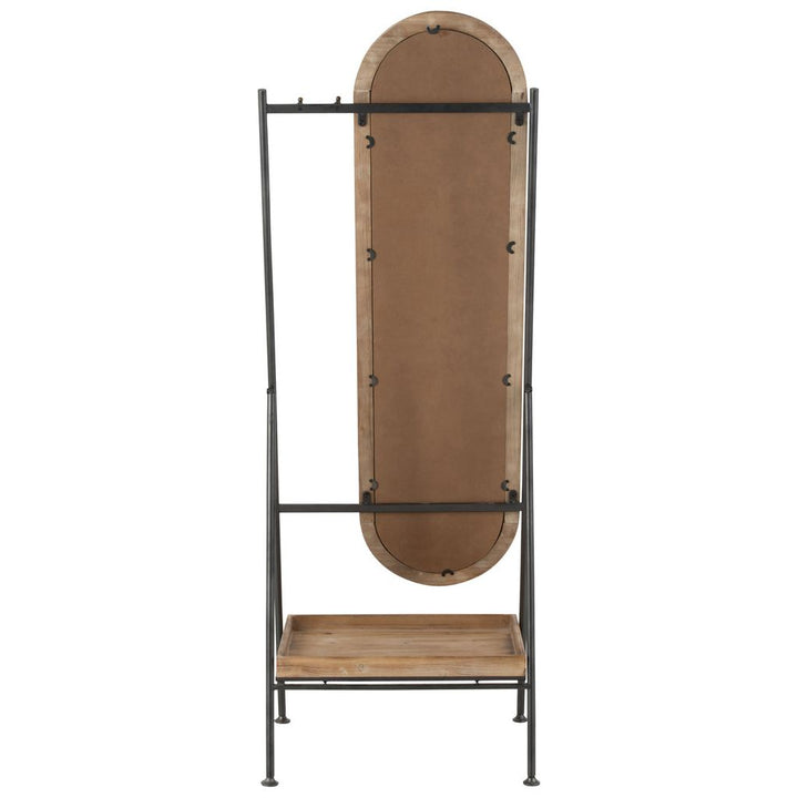 Miroir Sur Pied Avec Étagère Bois Métal - Designix