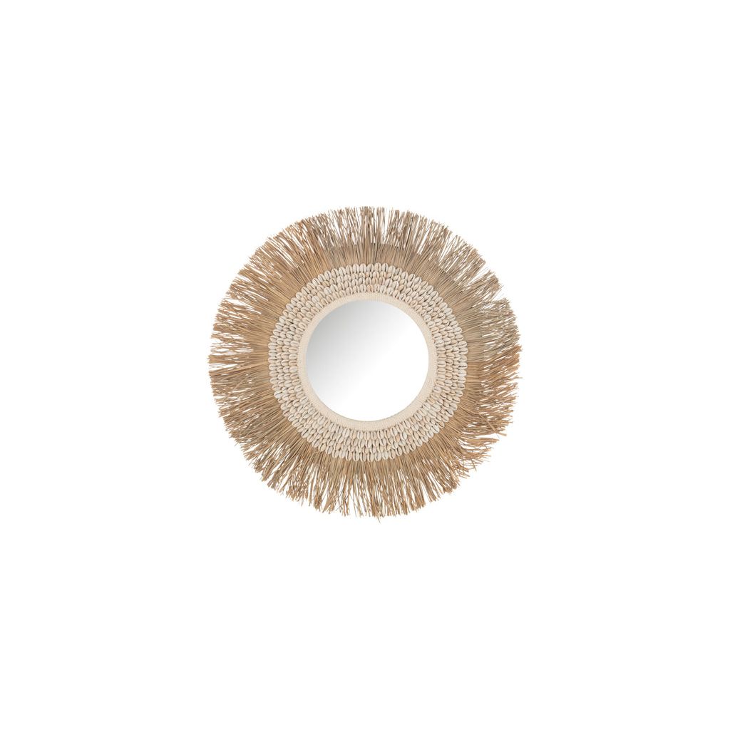 Miroir Alan Coquillages Ronds Raphia Naturelle Petit | Designix -     - https://designix.fr