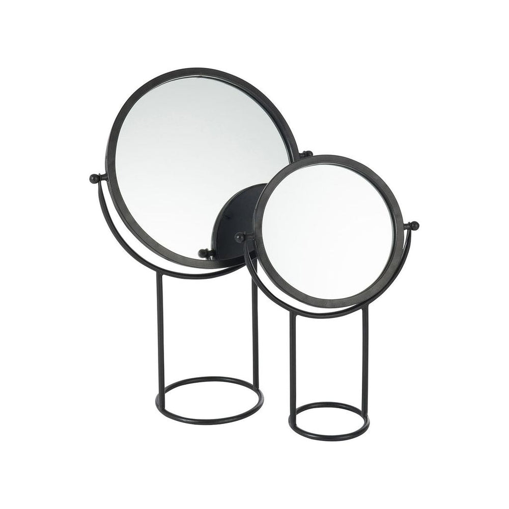 Miroir sur base ronde en métal/verre noir petit | Designix -     - https://designix.fr