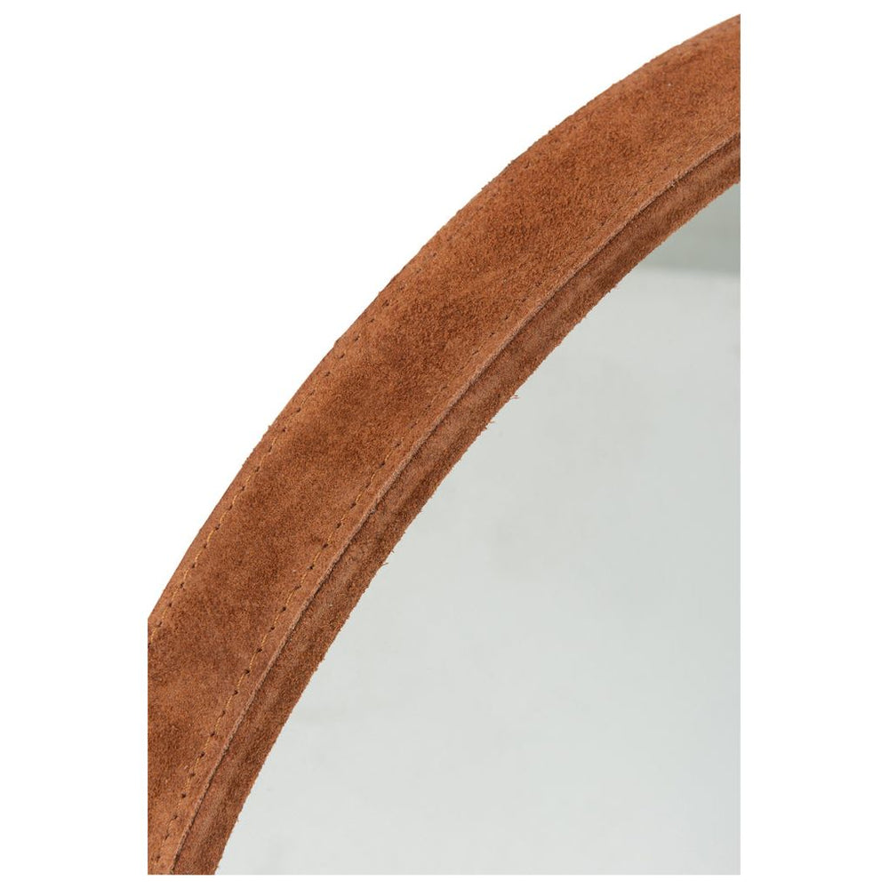 Miroir rond en cuir cognac petit | Designix -     - https://designix.fr