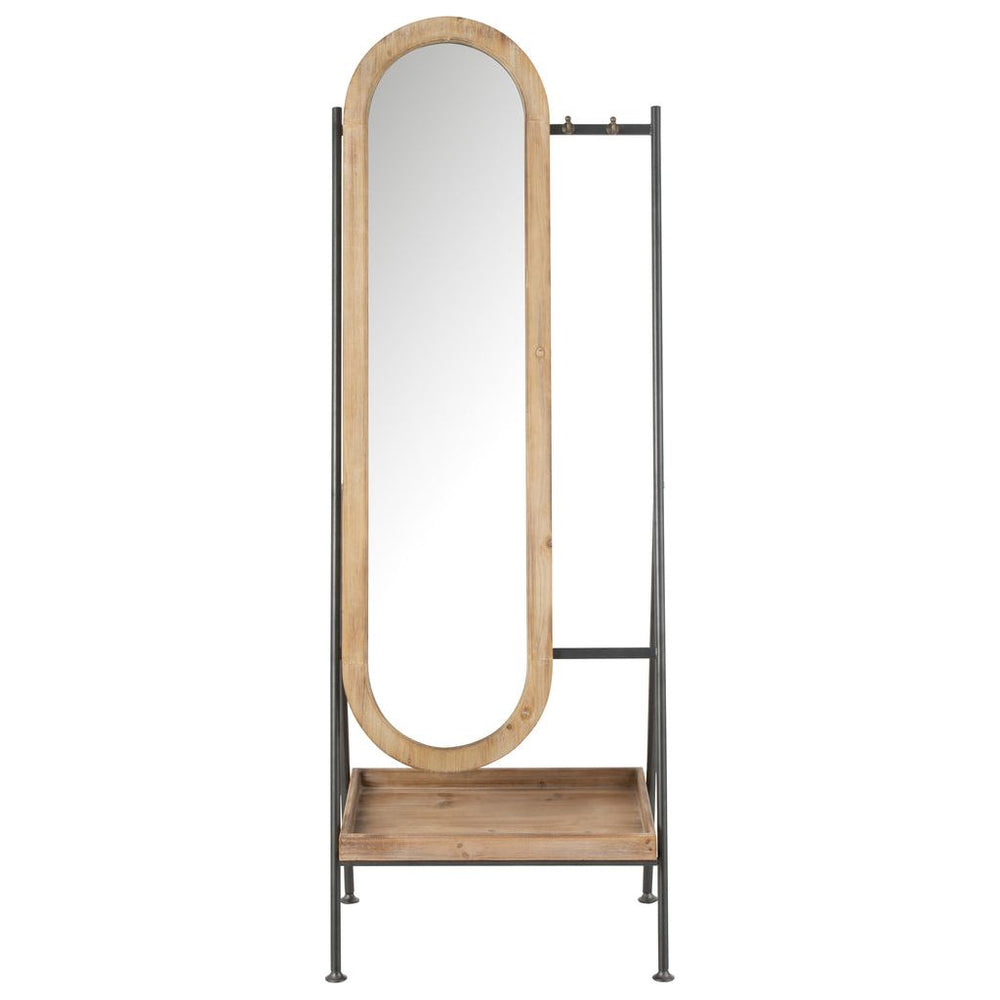 Miroir debout + étagère métal/bois marron | Designix -     - https://designix.fr