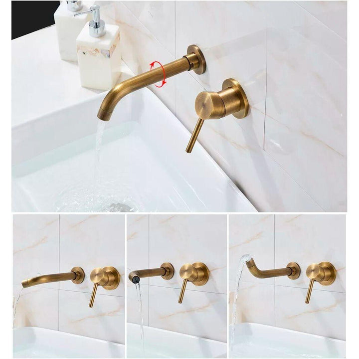Mitigeur Lavabo Mural | Brillant Équilibre - Designix Mitigeur Lavabo Bronze Brossé