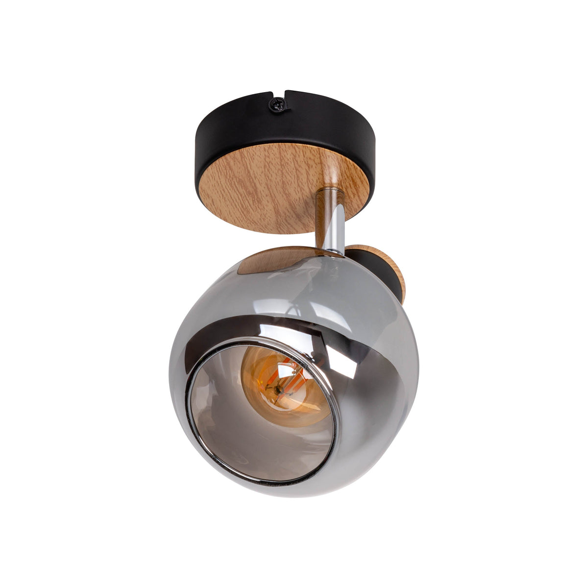Plafonnier Fumoso noir, verre, H 16 cm