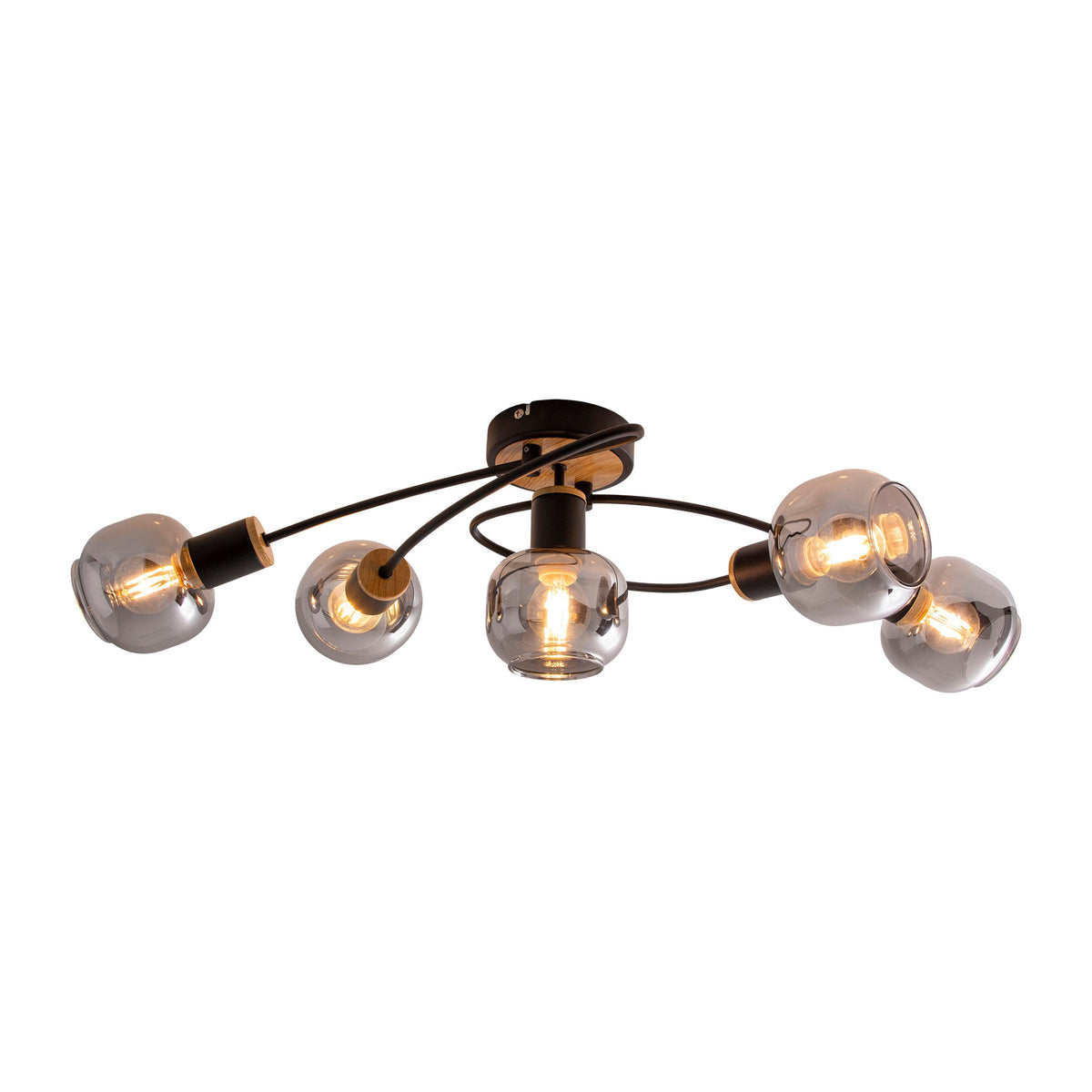 Plafonnier Fumoso noir, verre, L 67,5 cm