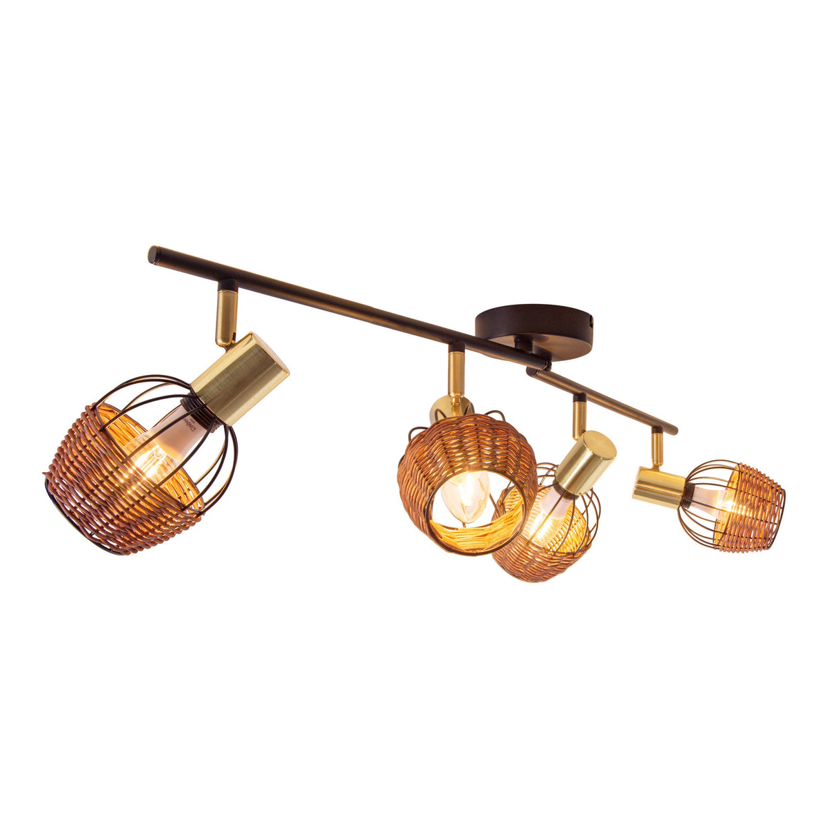 Plafonnier Corbis noir, rotin, L 78 cm