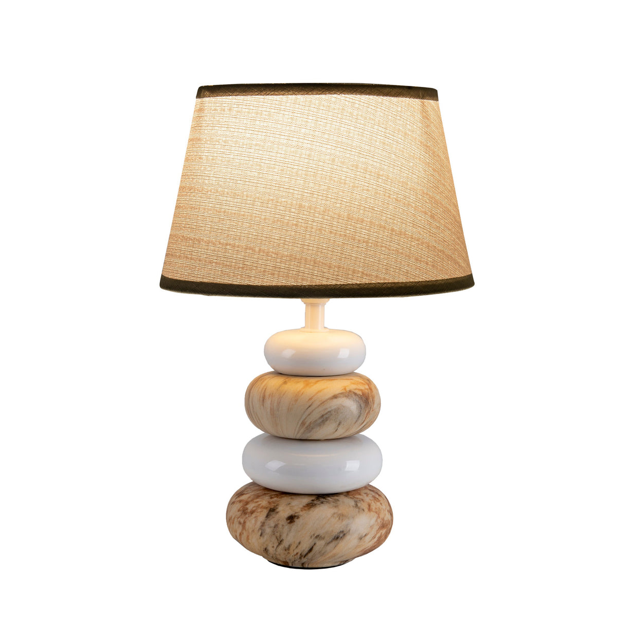 Lampe à poser Stoney marron, tissu (3179314)