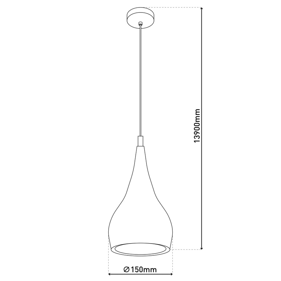 Suspension Style chromée, H 139 cm
