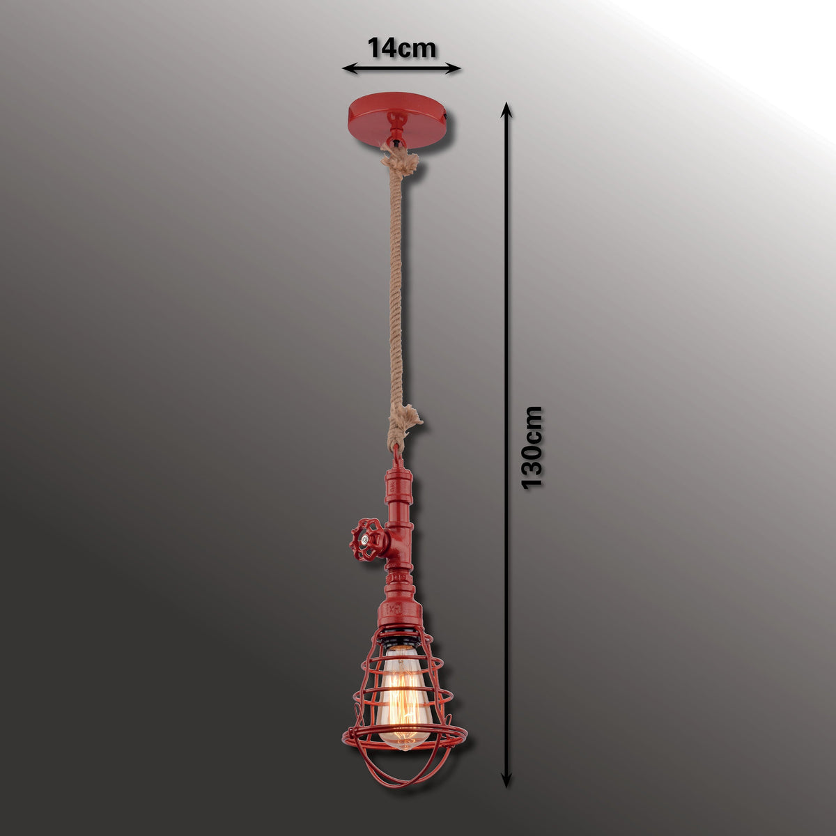 Suspension Regia rouge, H 130 cm