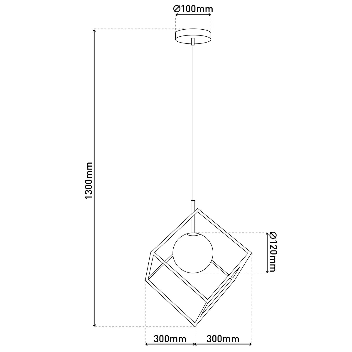 Suspension Cadre noire, verre