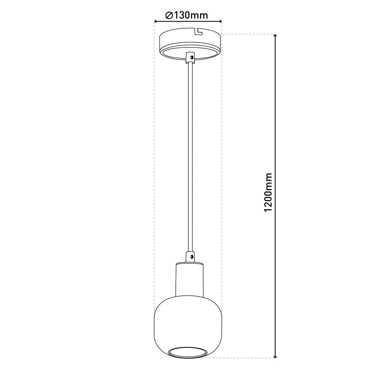 Suspension Fumoso noire, verre, H 120 cm (6116622)