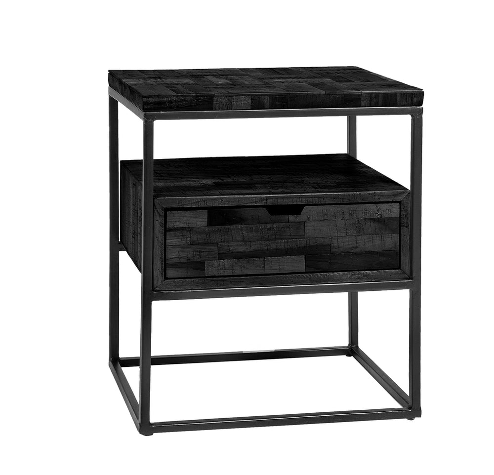 Table de chevet 1L, Bloc gris, G340 noir | Designix -     - https://designix.fr/