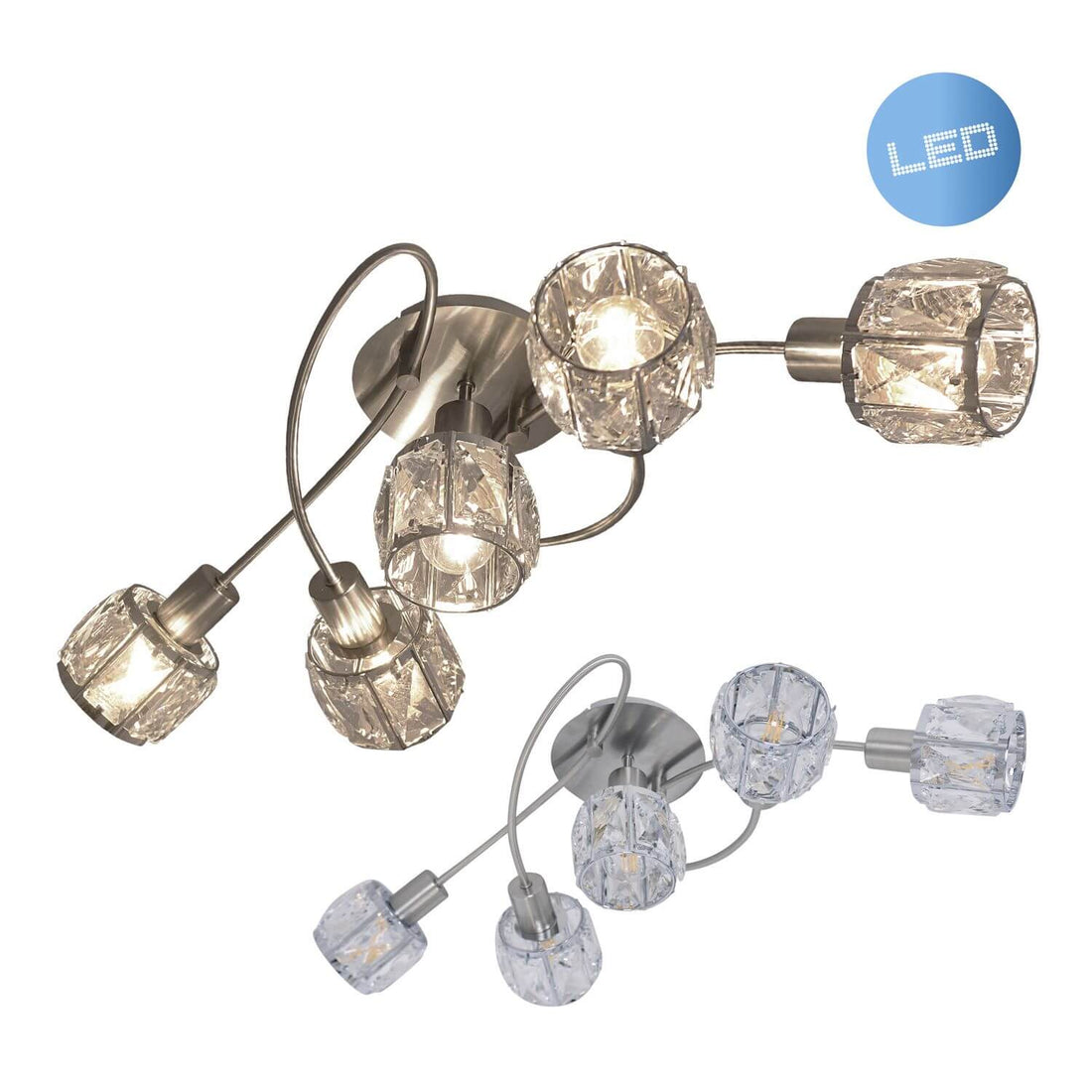 Plafonnier Josefa transparent, verre, L 61 cm