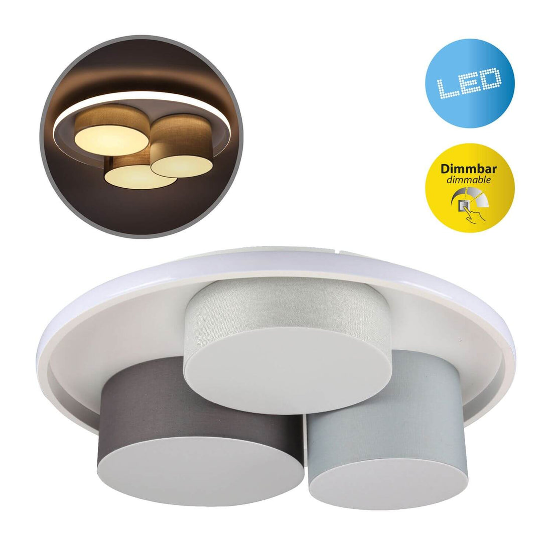 Plafonnier Eppan gris, tissu