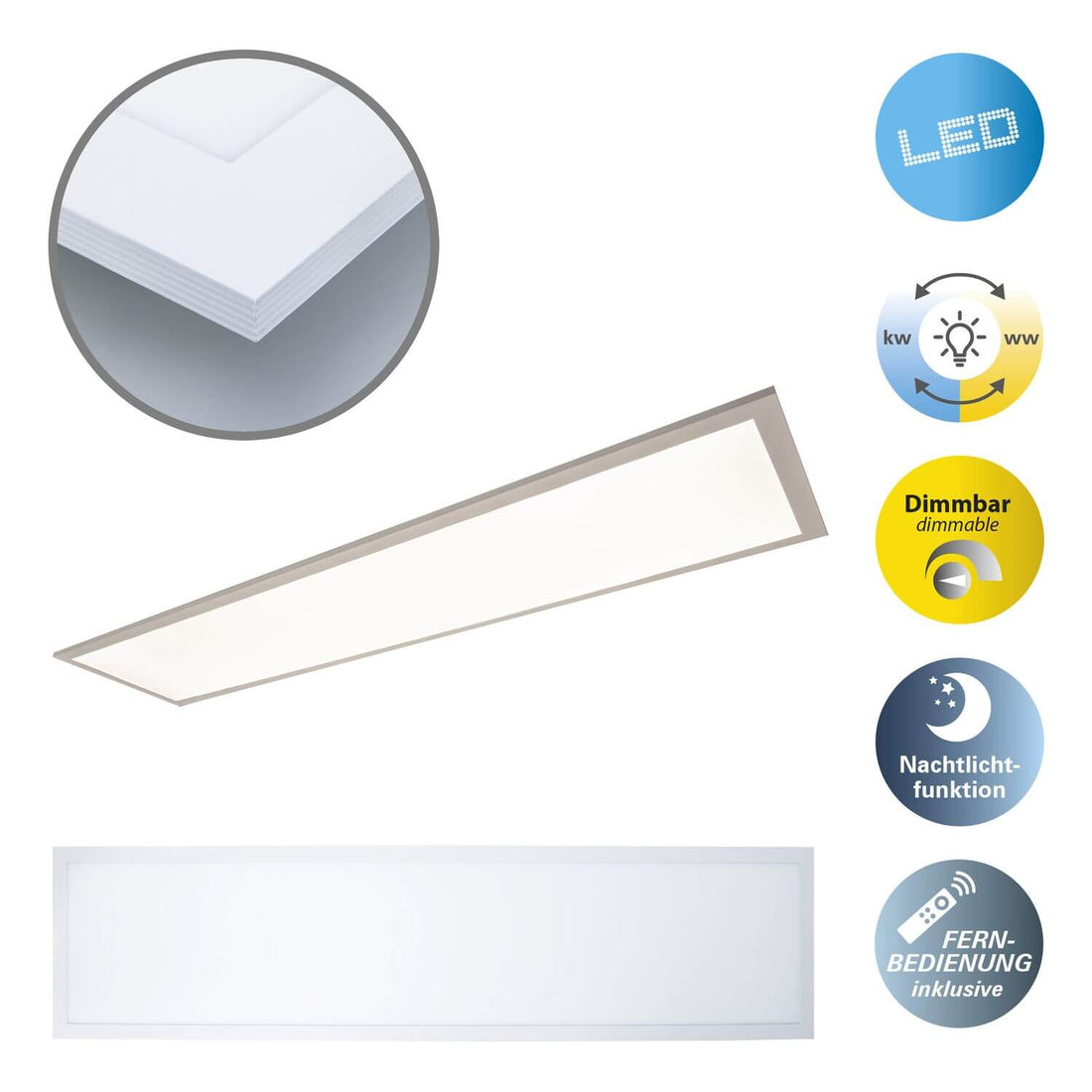Plafonnier Nico blanc, L 119,5 cm