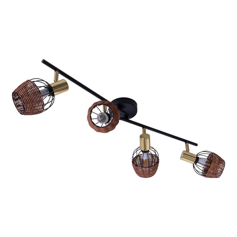 Plafonnier Corbis noir, rotin, L 78 cm