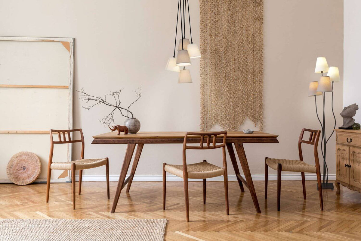 Lampadaire Boho beige, tissu