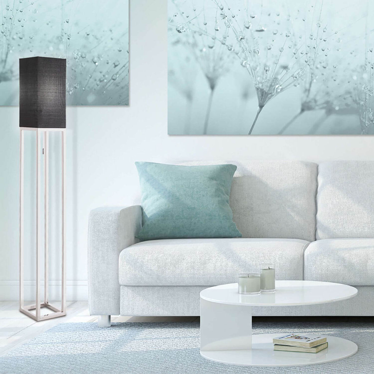 Lampadaire Alfa noir, tissu