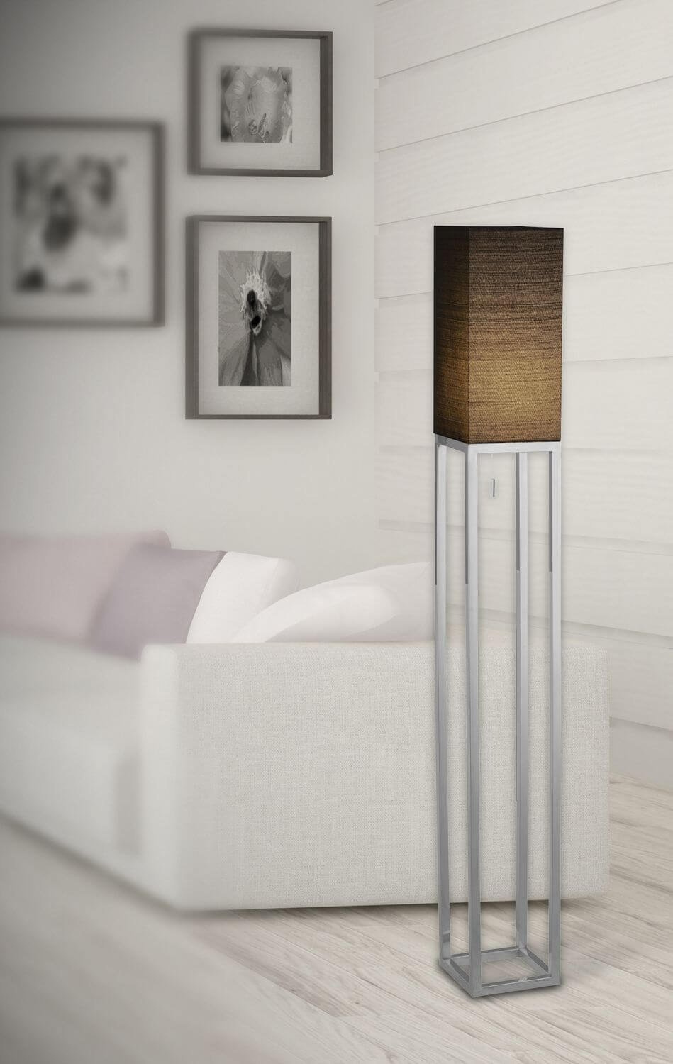 Lampadaire Alfa noir, tissu