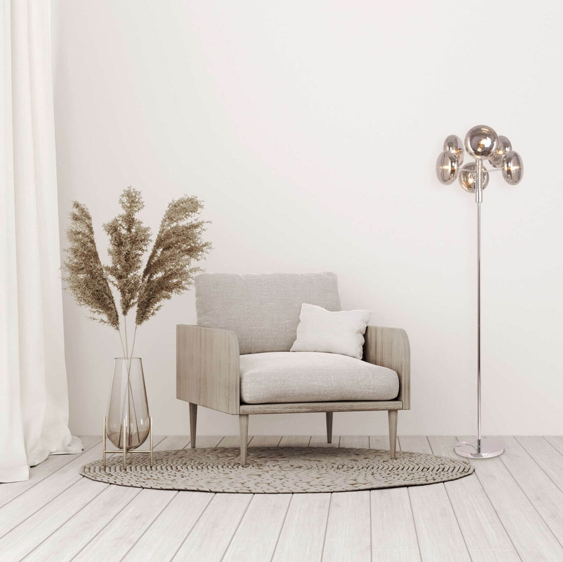 Lampadaire Orion anthracite, verre