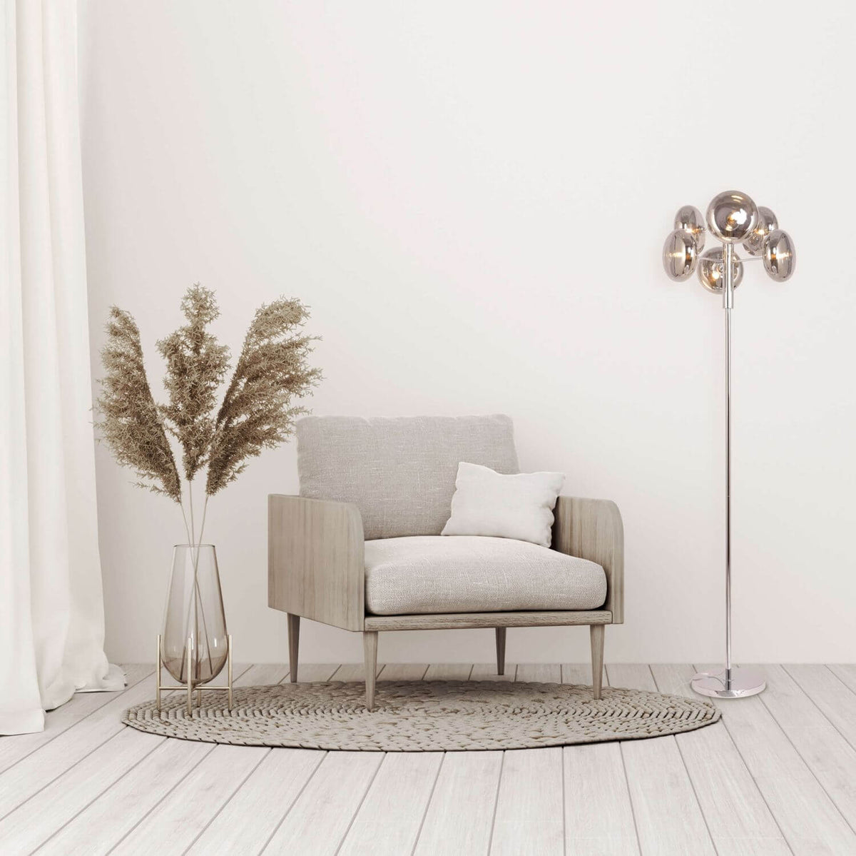 Lampadaire Orion anthracite, verre