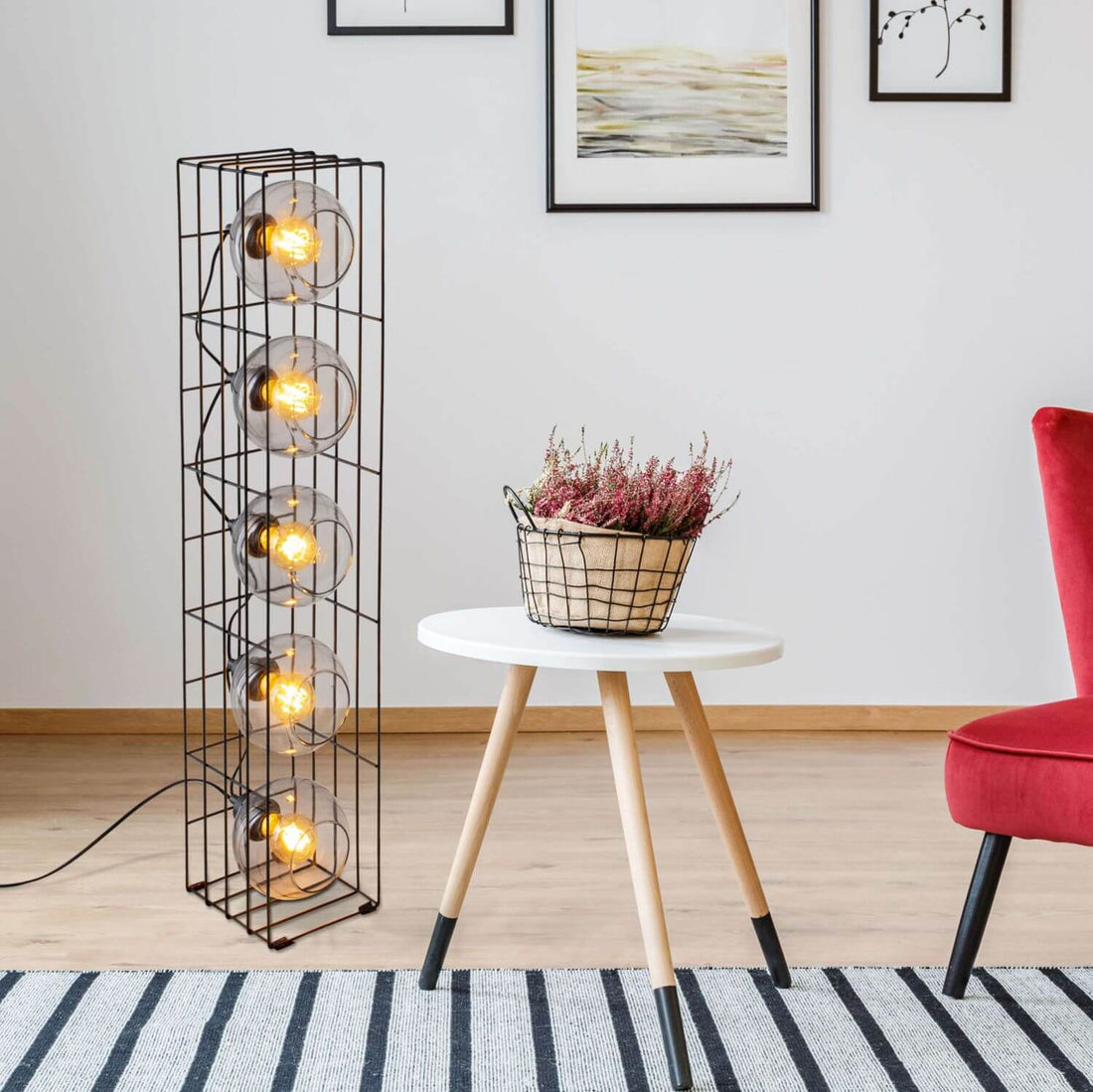 Lampadaire Cesta noir, verre