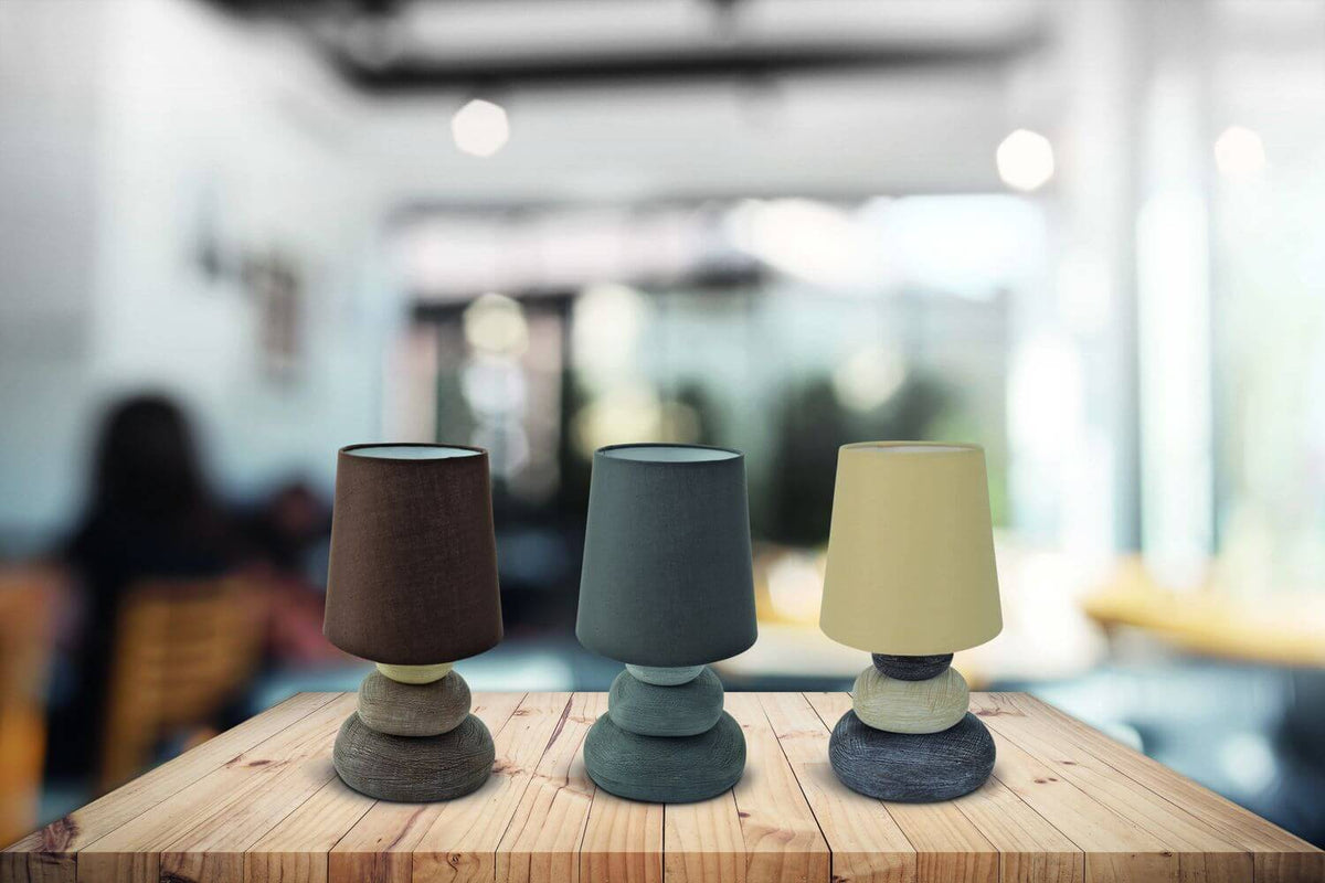 Lampe à poser Stoney bois, tissu