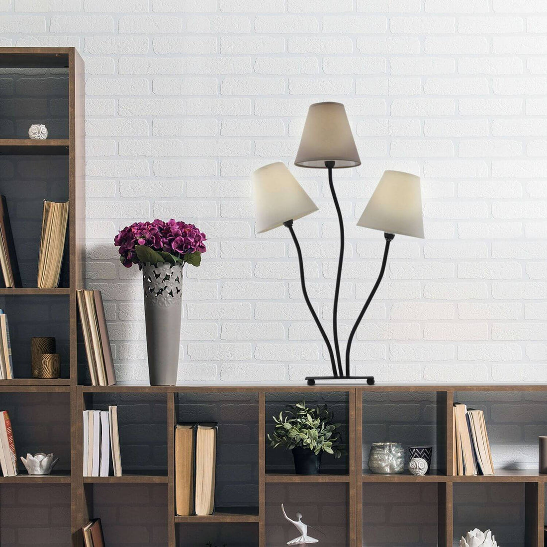Lampe à poser Boho beige, tissu