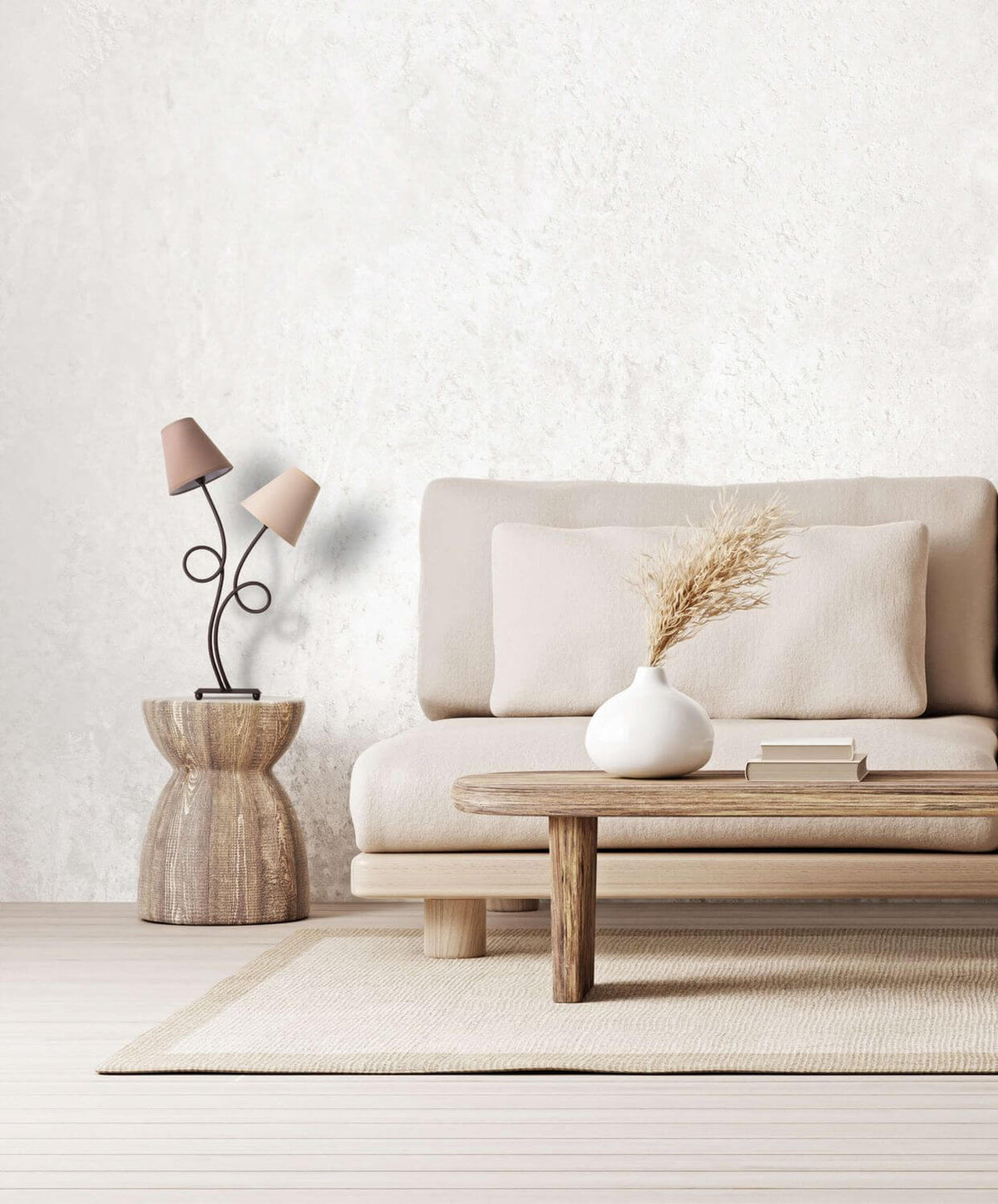 Lampe à poser Boho marron, tissu