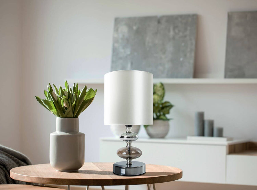 Lampe à poser Mali blanche, tissu