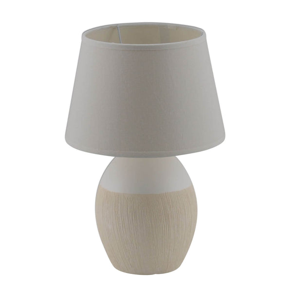 Lampe à poser Talia blanche et beige, tissu