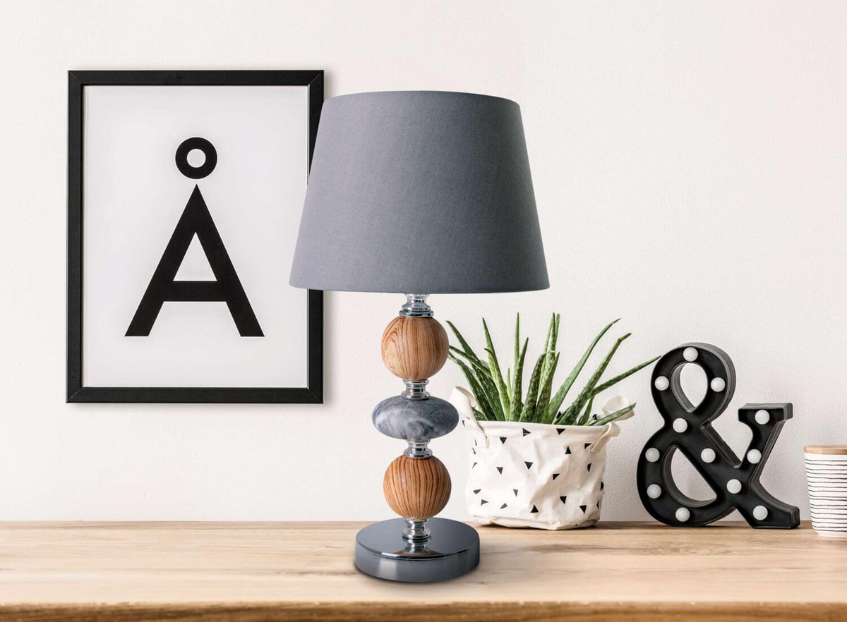 Lampe à poser Araga grise, tissu