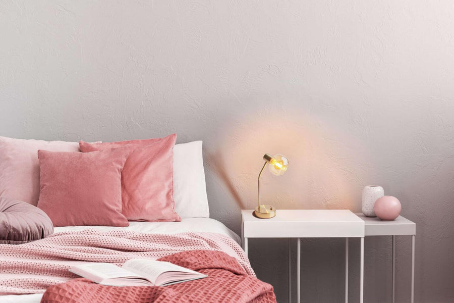 Lampe à poser Libby laiton, verre
