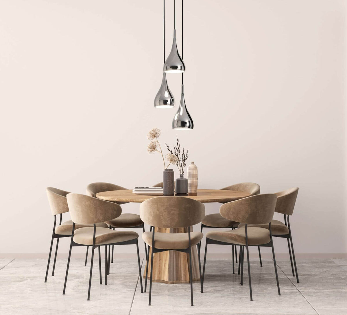 Suspension Style chromée, H 120 cm