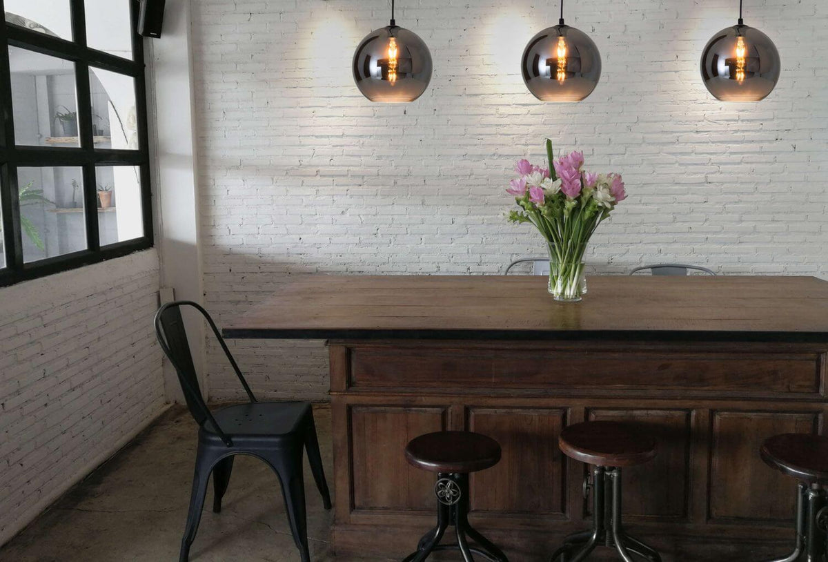 Suspension Vaso anthracite, verre, H 125 cm