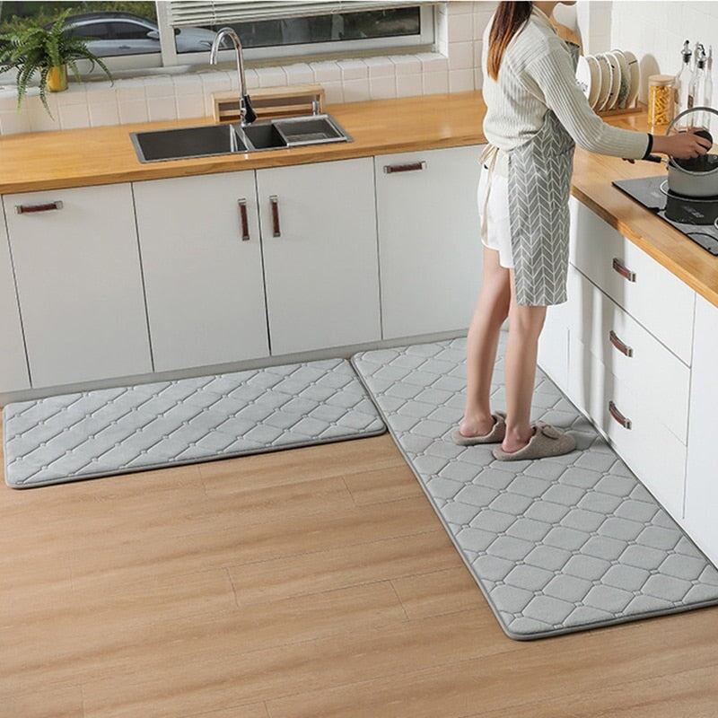 Non-slip Long Kitchen Mat Bath Carpet Floor Mats Home Entrance Doormat Absorbent Living Room Bathroom Lattice Washable Soft Rug | Designix - 0    - https://designix.fr/
