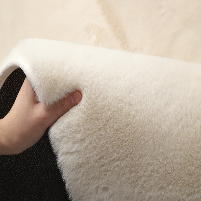 Nordic Fluffy Faux Fur Rugs Microfiber Imitation Rabbit Hair Center living Room For Bedroom Carpet Non-slip white Plush Kids Mat | Designix - 0    - https://designix.fr/